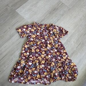 **3/$10** Wonder Nation Floral Kids Dress - Burgundy and Yellow